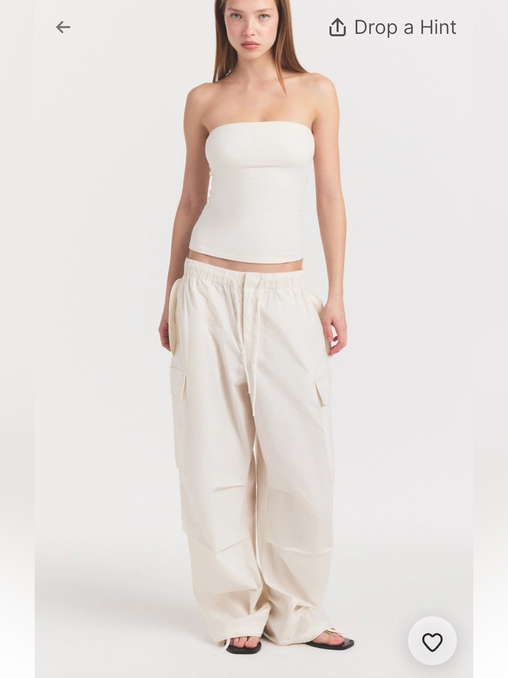 SKIMS NWT Woven Cotton Low Rise Oversized Cargo Pant - Egret